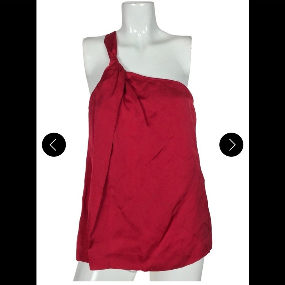 Theory Red One-Shoulder Top